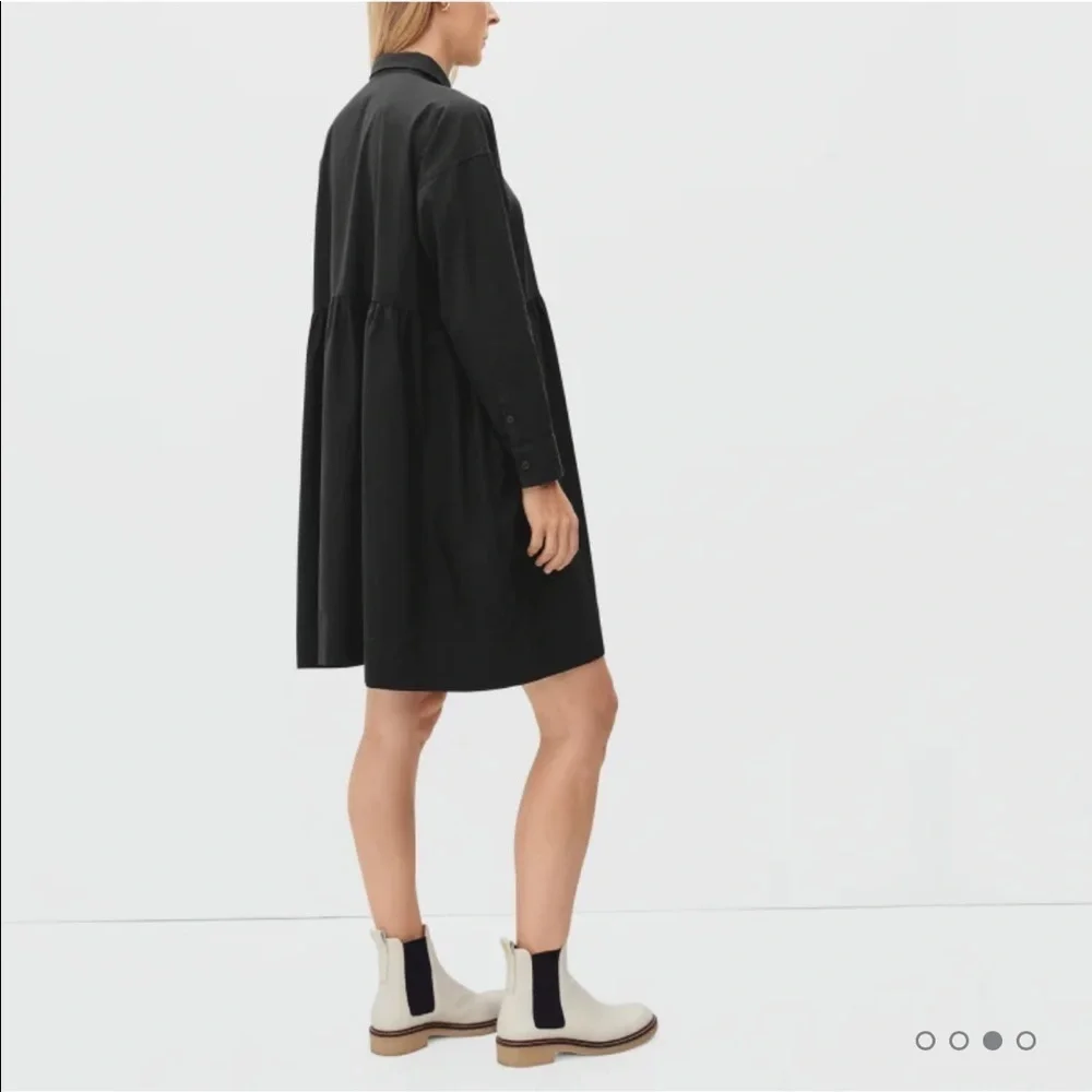 Everlane Black Oversized Collared Long Sleeve Shirt Field Mini Dress